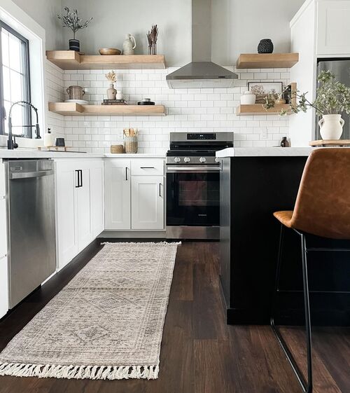 kitchen with subway tiles
