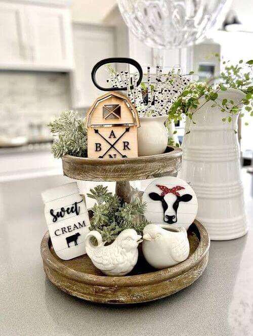 farmhouse tiered tray decor ideas