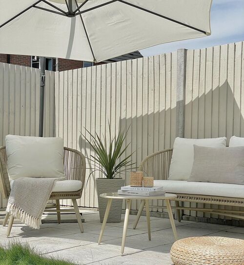 white backyard patio