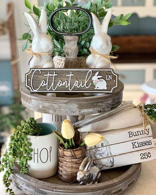 tiered tray easter decor