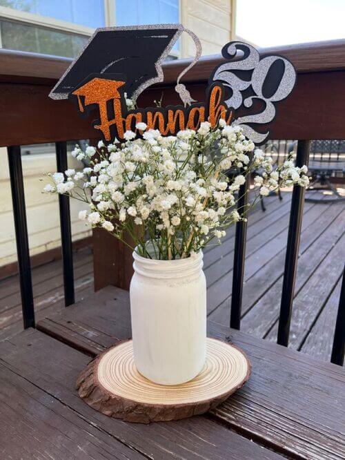 grad centerpiece with flowers