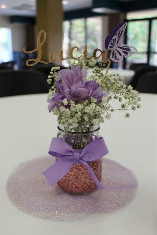 purple graduation centerpiece
