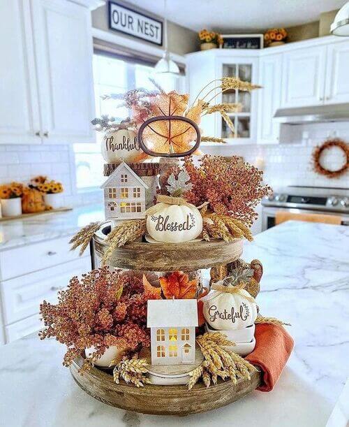 tiered tray kitchen island decor