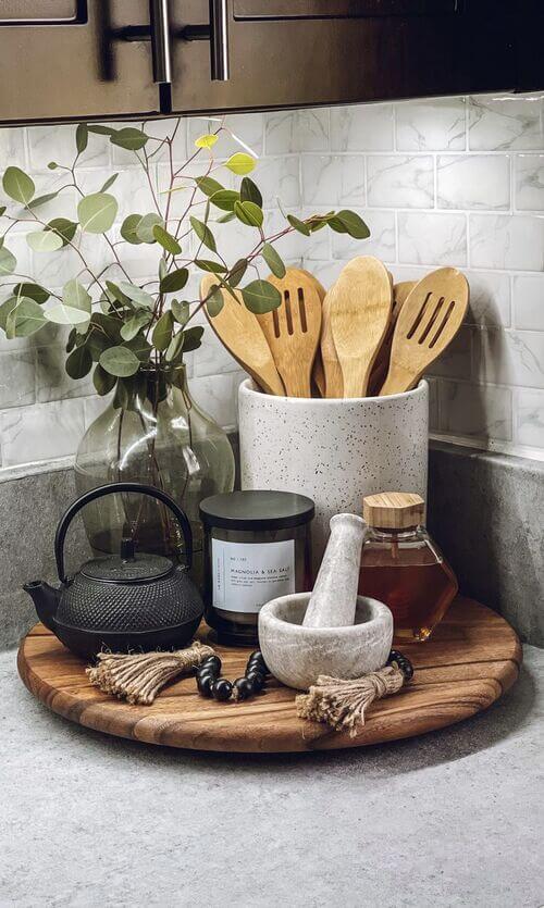 kitchen counter tray ideas