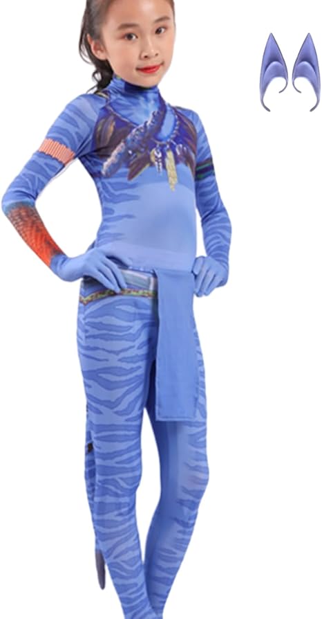 Avatar Costume for Kids, Anime Costume Halloween Cosplay Jumpsuit Tights Bodysuit Stage Costumes for Children Girls Boys