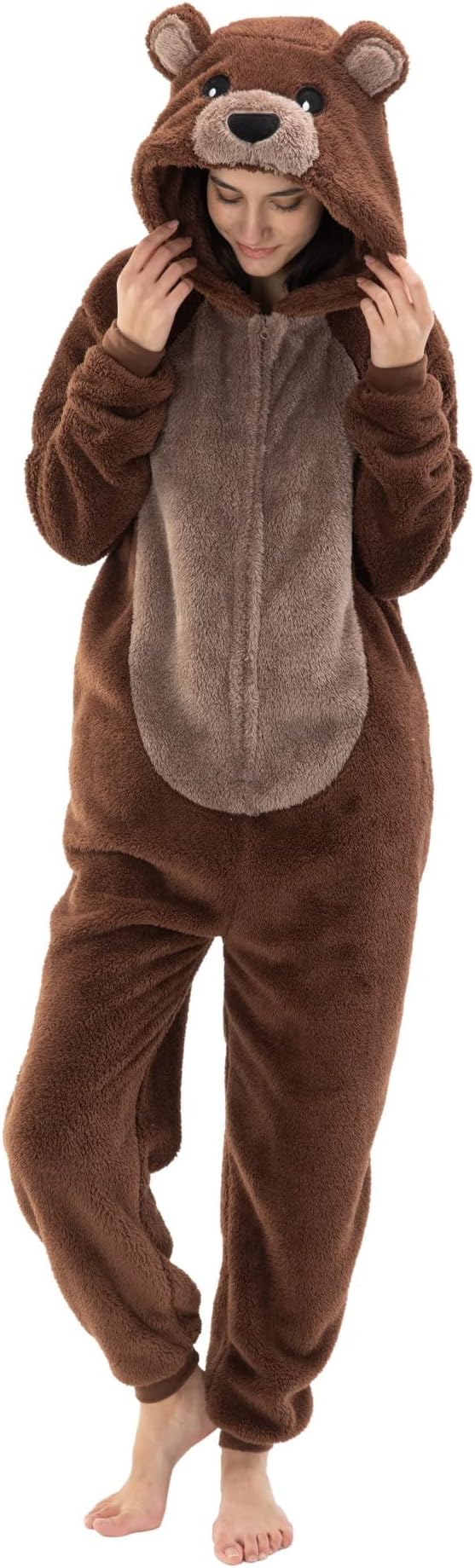 COSUSKET Snug Fit Unisex Adult Onesie Pajamas, Flannel Cosplay Animal One Piece Halloween Costume Sleepwear Homewear