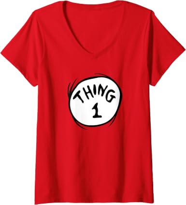 Womens Dr. Seuss Thing 1 Emblem V-Neck T-Shirt