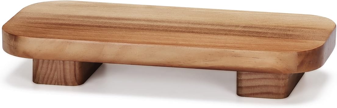 Farmhouse Wood Tray Rustic Wooden Pedestal 12 * 5.5 * 2 inches Decorative Wood Riser for Farmhouse Kitchen Counter Bathroom Room Decor (Brown)