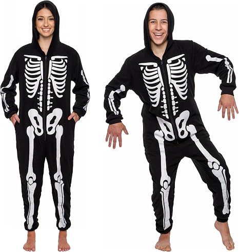 Funziez! Slim Fit Adult Onesie - Animal Halloween Costume - Plush Fruit One Piece Cosplay Suit for Women and Men