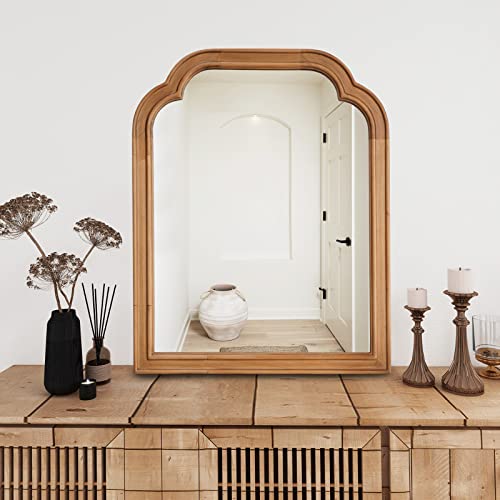 WallBeyond Wood Frame Wall Mirror Decor for Entryway, Living Room or Bedroom Home Decor - Light Woodgrain [16" x 20" Natural Color]