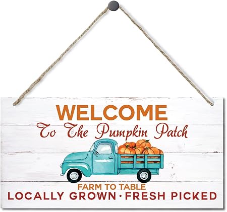 Fall Decoration, Hanging Wood Sign Home Decorative, Pumpkin Truck Decor, Farmhouse Fall Home Decor, Kitchen Decor, Autumn Fall Wall Decor, Wall Decor Art, Welcome to the Pumpkin Patch Sign