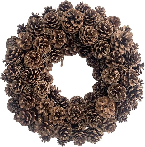 20 Inch Fall Front Door Wreath Natural Pinecone Wreath Polyfoam Base Flower Farmhouse Grapevine Wreath Blossom Cluster Wreath for Thanksgiving Celebration Front Door Wall Window Christmas Decor