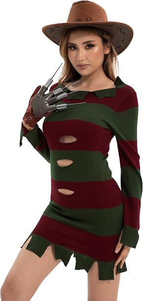 TMSD Halloween Sweater for Adult Cosplay Costume Knitted Striped Sweater