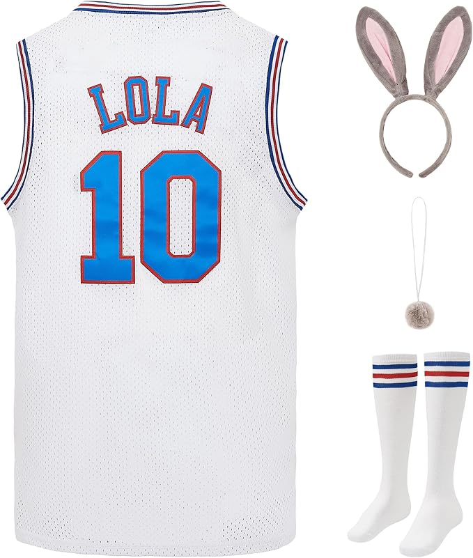Mens #1 Bugs and Lola #10 Jerseys Couple Halloween Costumes Sets Space Basketball Jersey